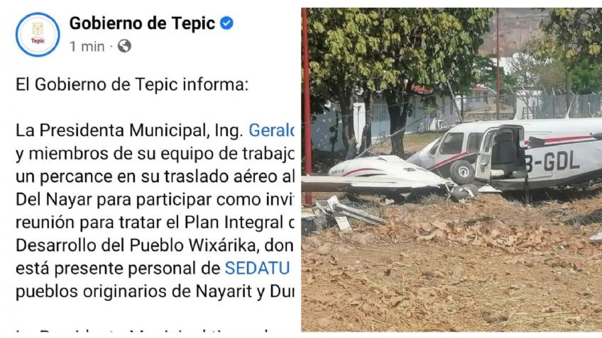 Sufre percance al aterrizar, la avioneta donde viajaba Geraldine Ponce, presidente municipal de Tepic