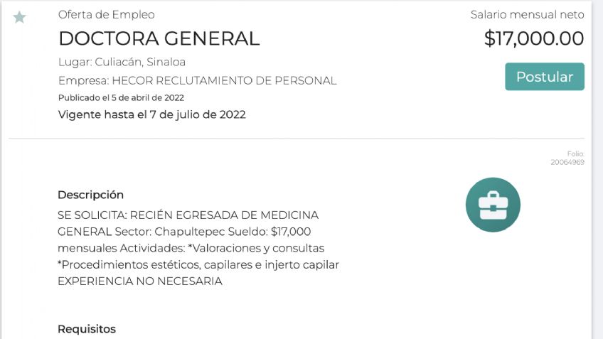 ¡Hay chamba! Gobierno de México publica vacante con sueldo 17 mil pesos mensuales