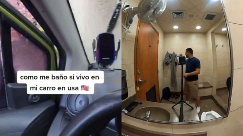 Hombre vive en su auto en EU y muestra dónde se baña | VIDEO