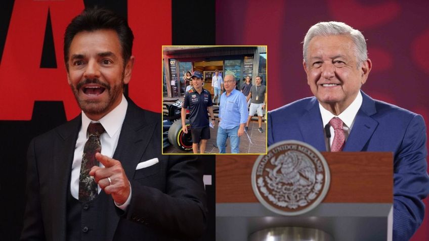 Eugenio Derbez se equivoca, AMLO felicita a Checo Pérez por triunfo en Mónaco, aunque lo celebró con Felipe Calderón