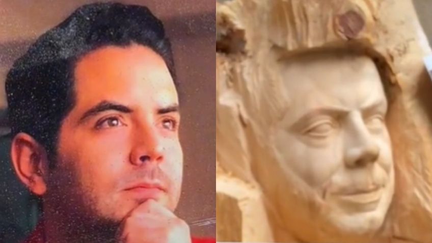 Plasman el rostro de José Eduardo Derbez, hijo de Victoria Ruffo, en un tronco y se hace viral