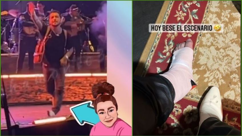 Christian Nodal: el VIDEO de la caída que le dejó el pie enyesado