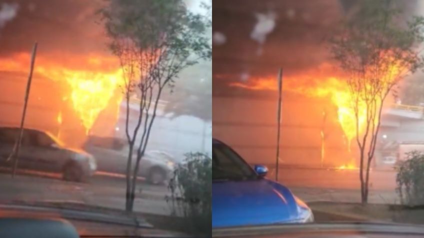 CDMX: Se registra intenso incendio en bajo puente de Circuito Interior | VIDEO