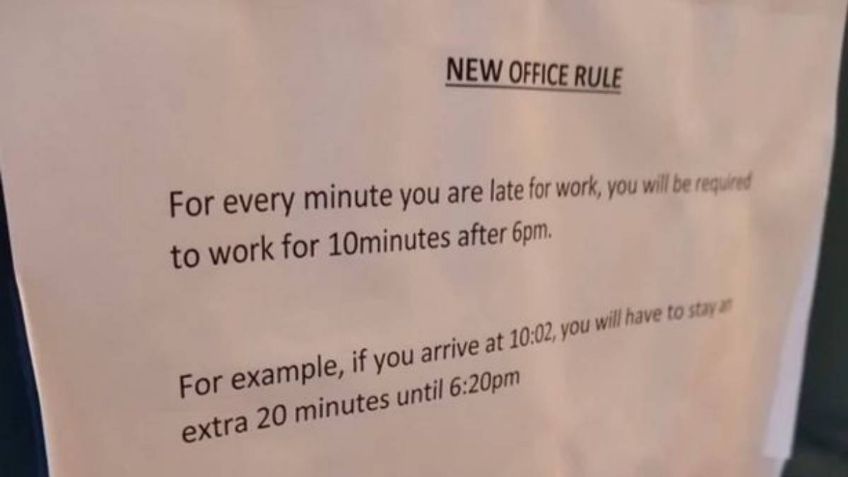 Por cada minuto tarde deben quedarse 10 más: viralizan extremo castigo de un jefe a sus empleados