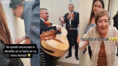 Mariachis recrean escena de Titanic después de que abuelita quedó encerrada en el baño en su fiesta de cumpleaños | VIDEO