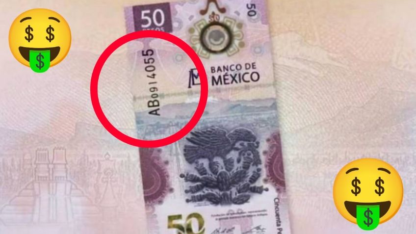 Ofrecen hasta 350 mil pesos al dueño de este billete de 50 pesos con el "ajolotito" con estas letras |FOTO