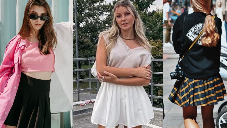 Las minifaldas tableadas están de moda este verano.