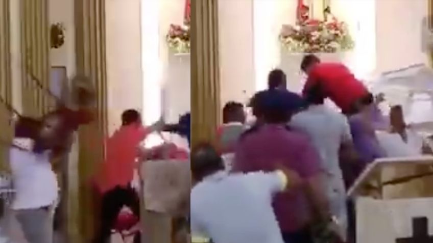 Ladrón entra a robar en iglesia y feligreses lo sorprenden con sillazos: VIDEO