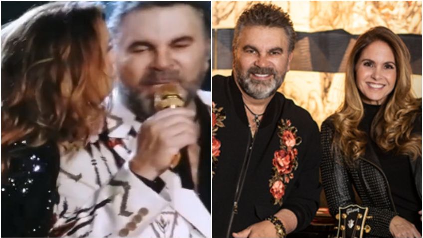 Lucero besa a Mijares en pleno concierto y así reaccionó él | VIDEO