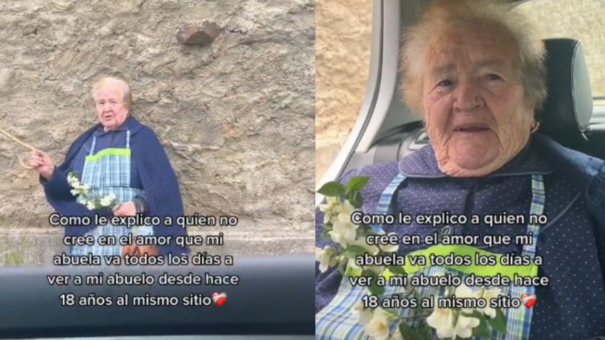 Anciana visita diario y con flores el lugar donde se veía con su esposo fallecido