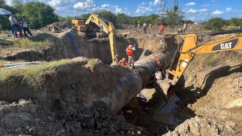 Repara Agua y Drenaje de Nuevo León mega fuga en acueducto El Cuchillo