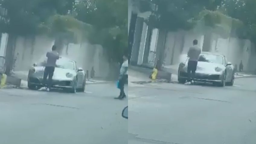 Exhiben a ciudadano "desperdiciando" agua al lavar su Porsche en Nuevo León y lo tunden en redes | VIDEO