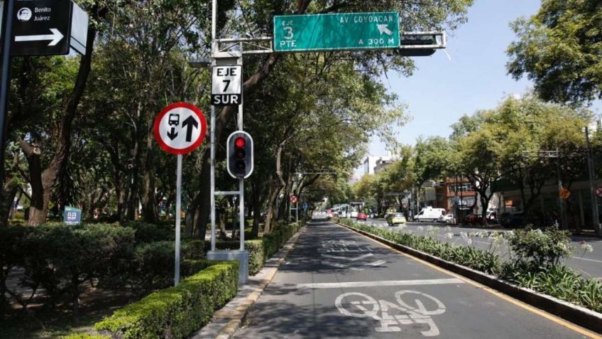 Así quedó el carril confinado para Trolebús y bicis en Eje 7 Sur tras su remodelación