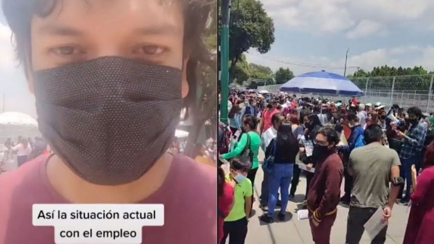 "No hay trabajo": Joven con posgrado se forma en una fila para conseguir empleo temporal de 5 mil pesos al mes | VIDEO