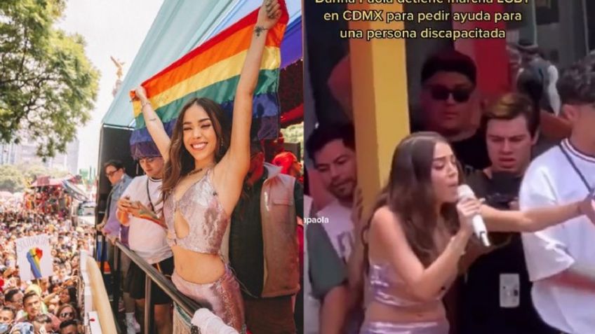 "Ya la tiraron": Danna Paola detuvo el Pride 2022 para ayudar a una persona en silla de ruedas | VIDEO