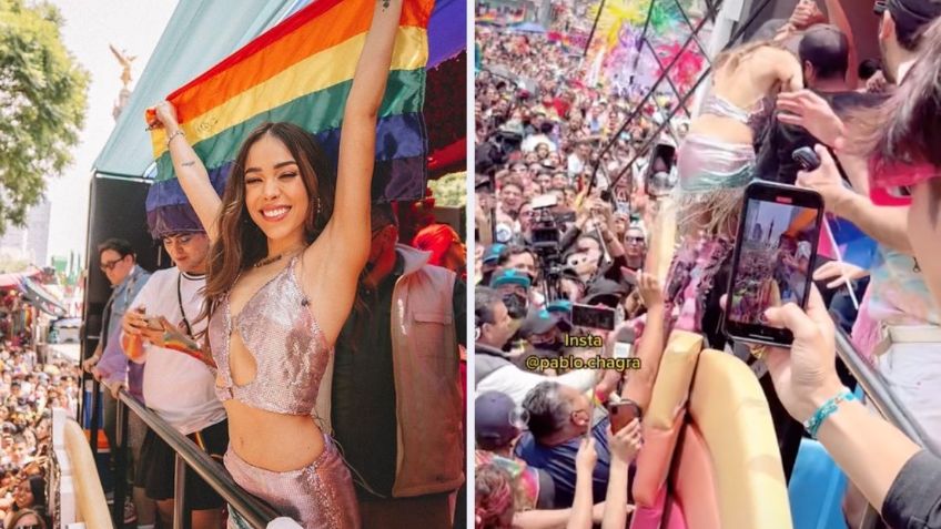 Fans casi le arrancan la ropa a Danna Paola en medio de su aparatosa entrada al Pride 2022 | VIDEO