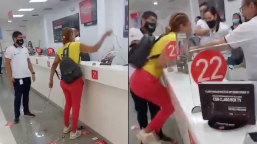 “Los maldigo, por las entrañas de Eva”: violenta mujer destruye oficina de empresa y se viraliza | VIDEO