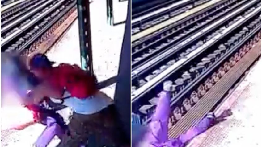 El impactante momento en que un sujeto lanza a una mujer a las vías del metro I VIDEO FUERTE