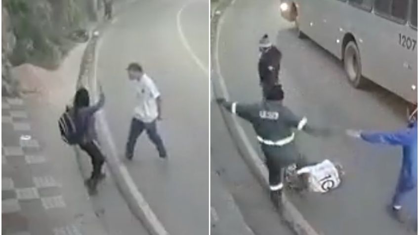 Acosa a mujer en carretera y recibe fuerte paliza de todos los pasajeros de un autobús: VIDEO