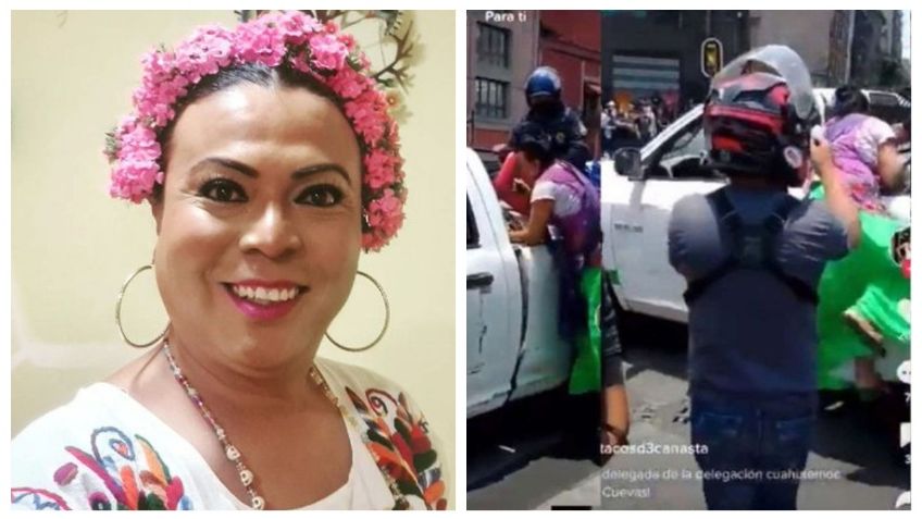 Lady Tacos: policías levantan su canasta en pleno Eje Central en la Cuauhtémoc y ella se resiste | VIDEO