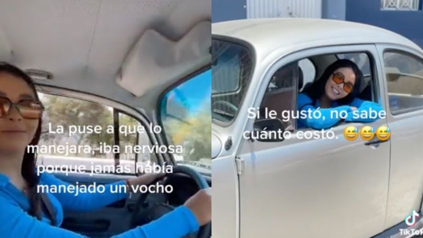 Joven sorprende a su novia con un "vocho" y así reaccionó ella | VIDEO