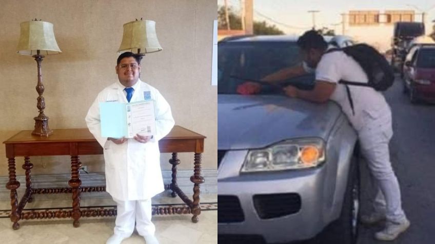 Joven que se viralizó por lavar parabrisas se gradúa de la carrera de Médico Cirujano en Tamaulipas | FOTOS