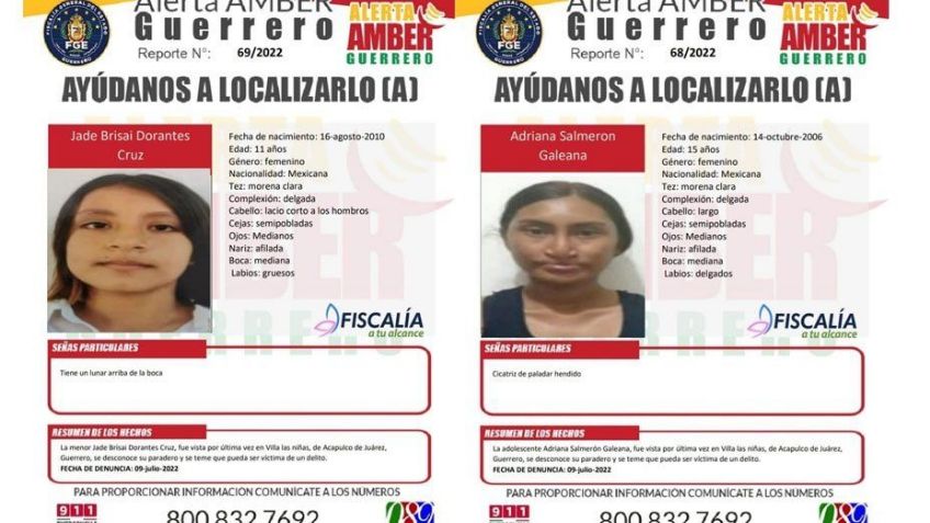 ALERTA AMBER: 2 niñas desaparecen en Acapulco