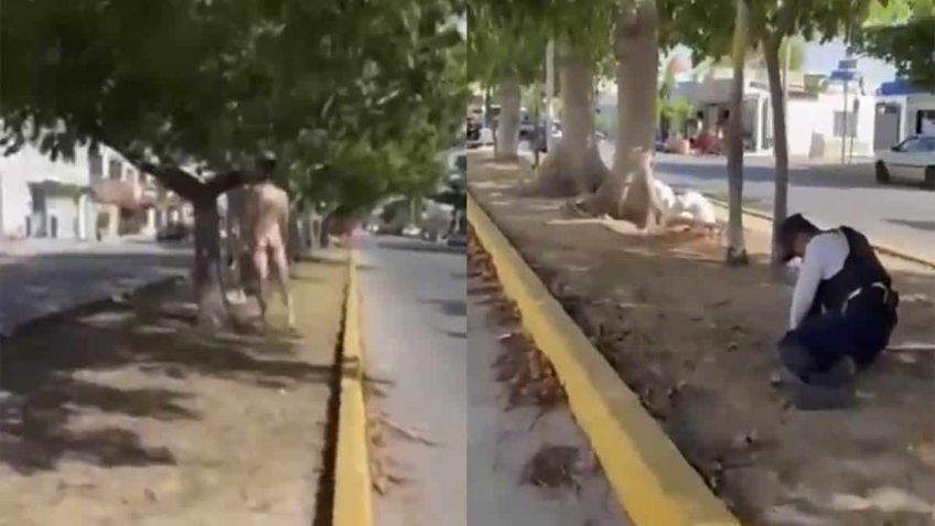 Turista sin ropa se pasea por las calles de Playa del Carmen | VIDEO