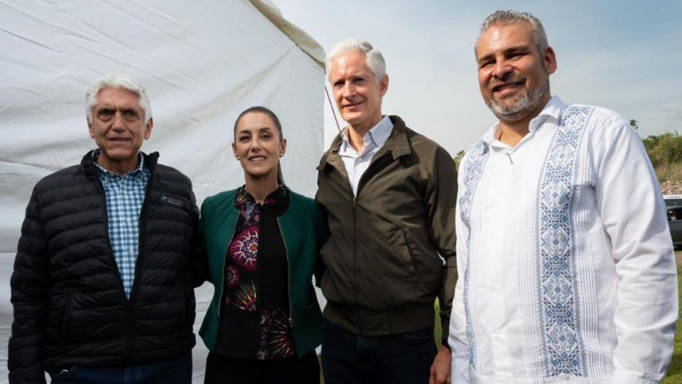 Claudia Sheinbaum con Alfredo del Mazo, Alfredo Bedolla y Germán Martínez por el convenio del agua