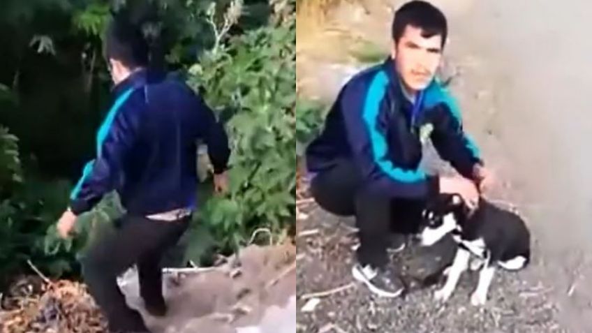 Hombre amarra e intenta ahogar a perrito en Edomex; lo descubren y obligan a rescatarlo | VIDEO