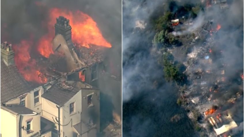 Incendio arrasa con decenas de casas en Wennington, Londres: VIDEOS