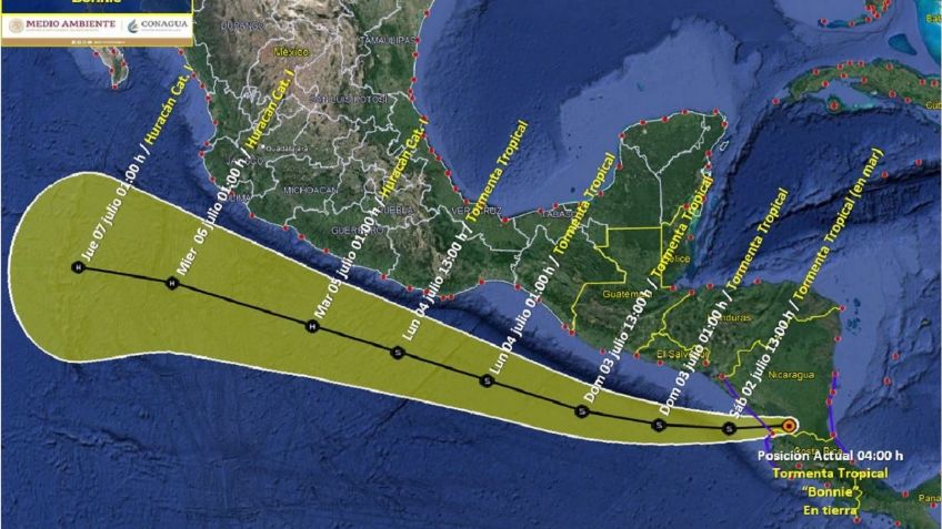 Tormenta tropical Bonnie avanza hacia México mientras otro ciclón se forma en el Atlántico