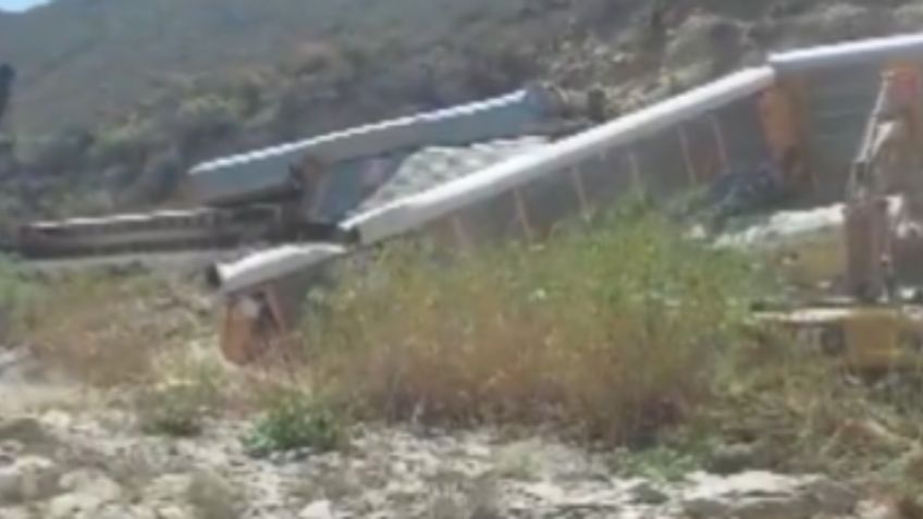 Se descarrilan 9 vagones de un tren en Nuevo León | VIDEO