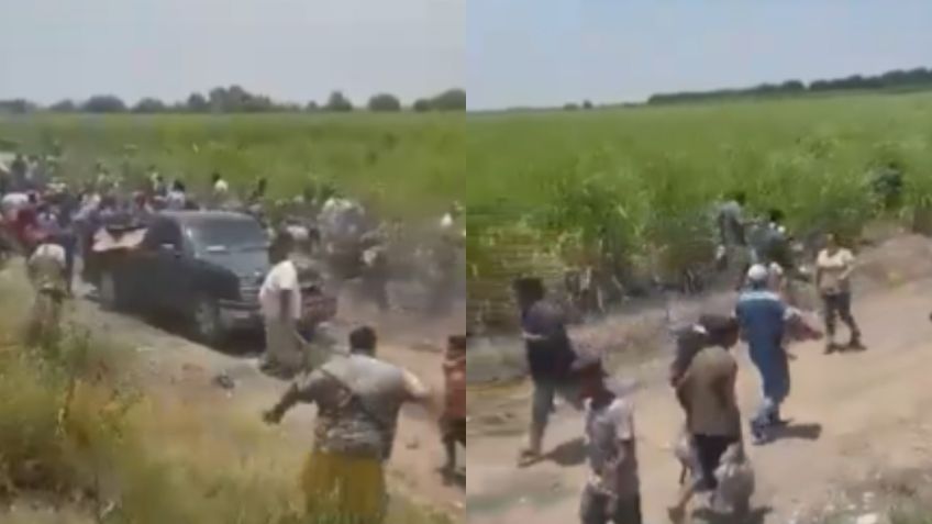 Habitantes de Tamaulipas rapiñan piernas de cerdo de un camión volcado | VIDEO