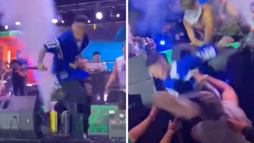 Santa Fe Klan cae del escenario durante concierto en medio de empujones con sus bailarines | VIDEO