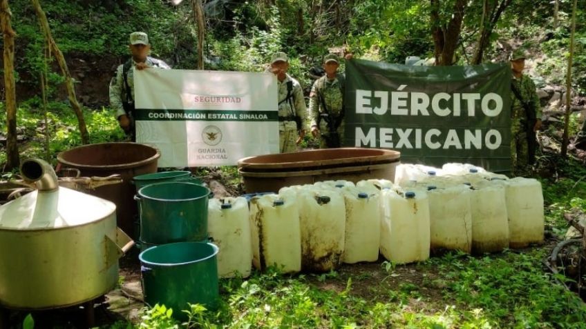 Guardia Nacional en coordinación con el Ejército Mexicano localizaron dos laboratorios clandestinos en Sinaloa