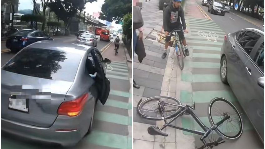 VIDEO: Automovilista invade ciclovía y da un portazo a ciclista en CDMX