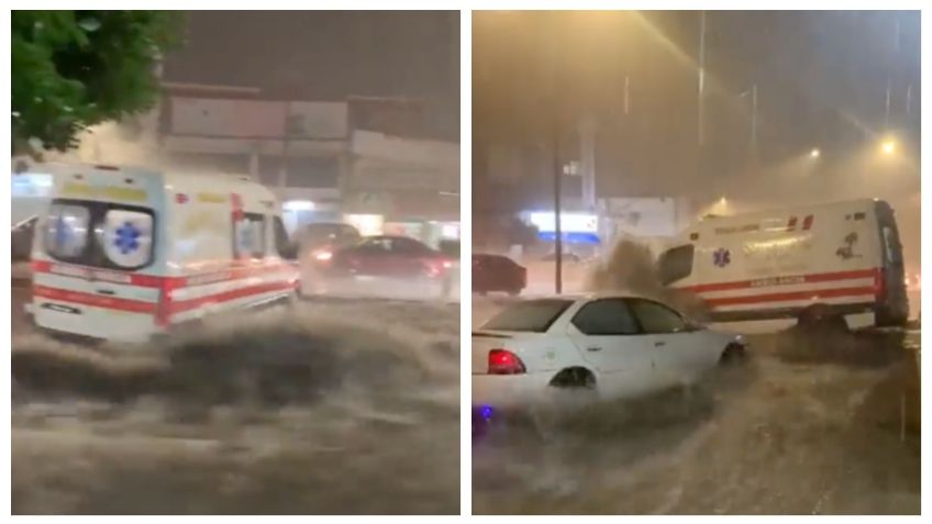 VIDEO: Tormenta en CDMX arrastra una ambulancia tras desbordar río de Picacho Ajusco