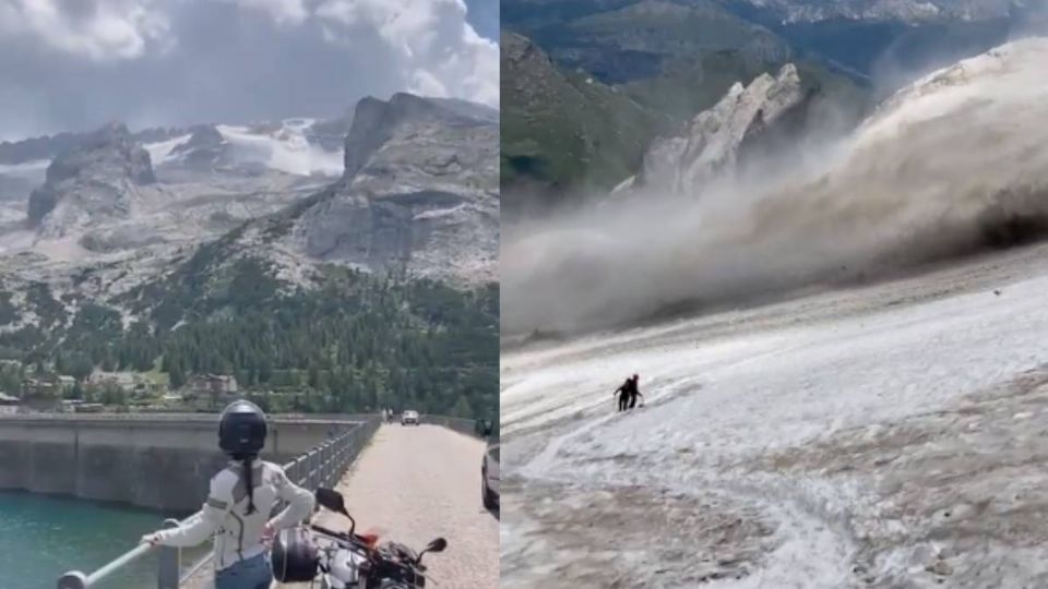 El momento del derrumbe en los Alpes italianos fue captado en videos.