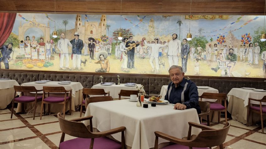 AMLO supervisa el Tramo 5 del Tren Maya; antes presume desayuno en Mérida