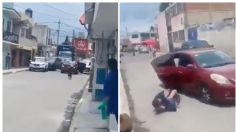 VIDEO capta momento exacto en que hombre salta de vehículo en movimiento para evitar ser secuestrado