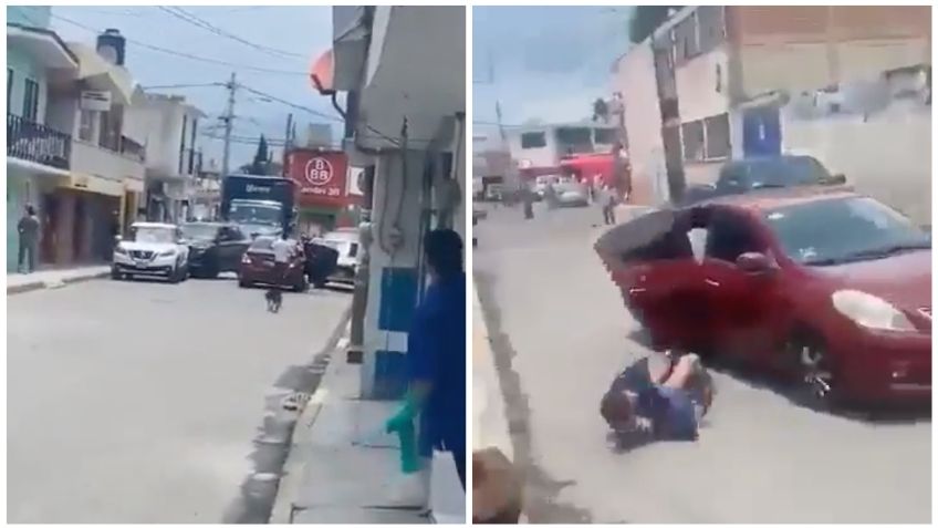 VIDEO capta momento exacto en que hombre salta de vehículo en movimiento para evitar ser secuestrado