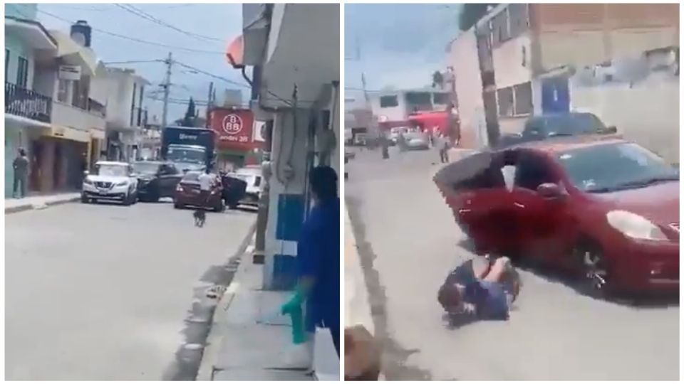 Vecinos ayudaron al hombre después de caer del auto.