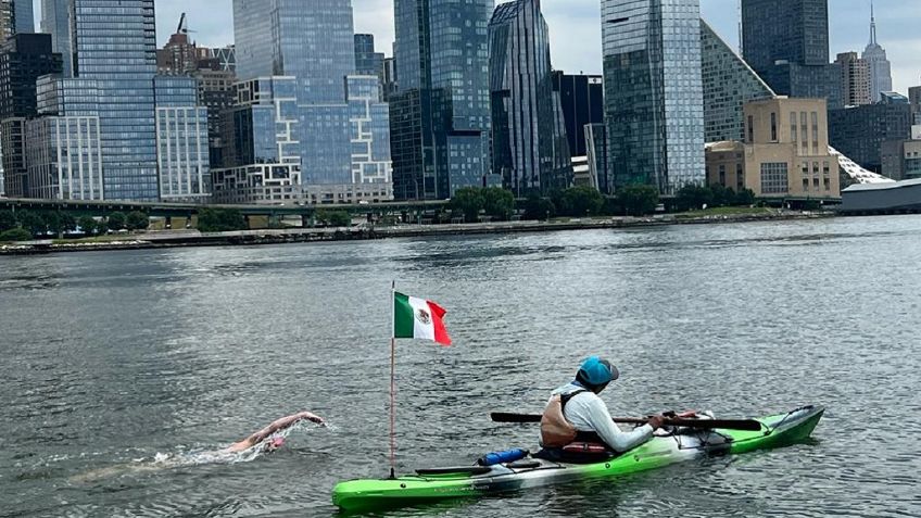 Antonio Argüelles cumple la proeza de nadar los ríos de Nueva York