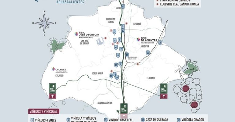 Viñedos participantes de la Ruta del Vino. Fuente: Gobierno del Estado