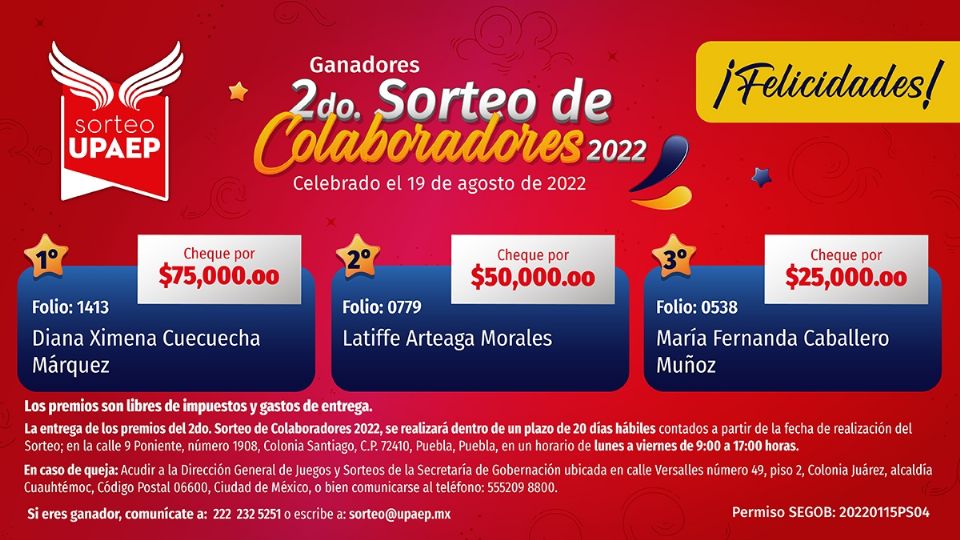 2do Sorteo UPAEP