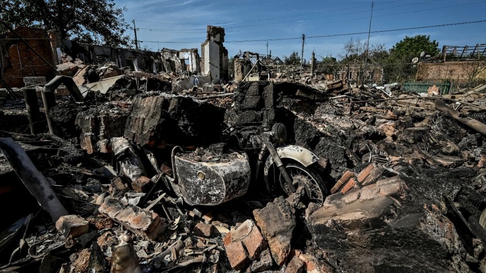 Casas residenciales destruidas en la ciudad de Orikhiv, región de Zaporiyia