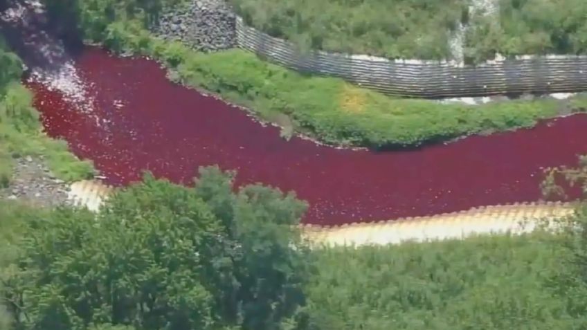 Escalofriante: un arroyo de Nueva Jersey se tiñe de rojo y asusta a los habitantes