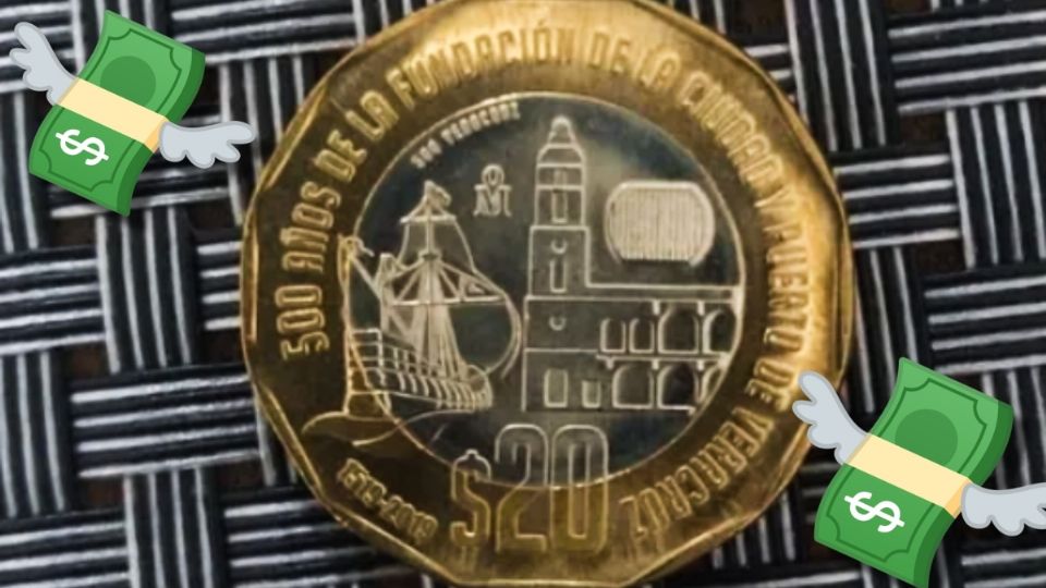 La moneda de 20 pesos que se vende en 80 mil. FOTO: Especial