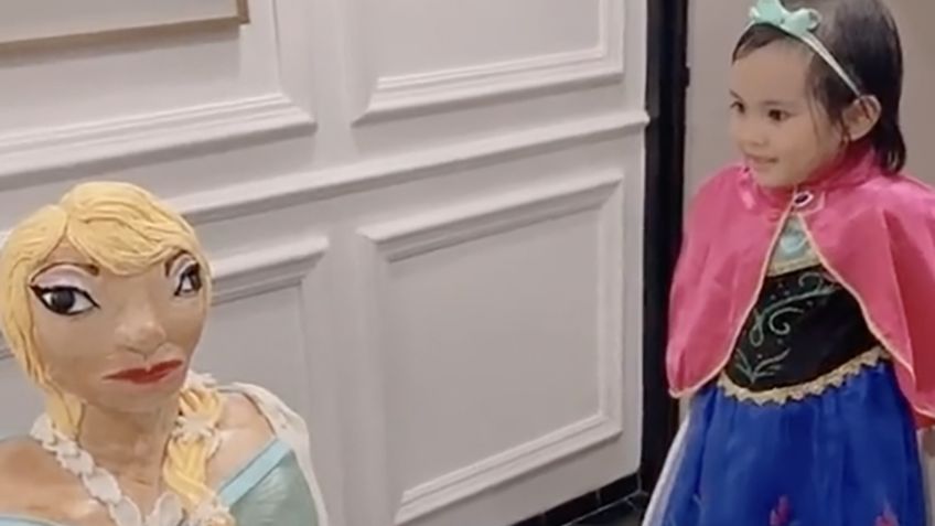 Niña se extraña al ver su pastel de "Frozen", no es lo que esperaba